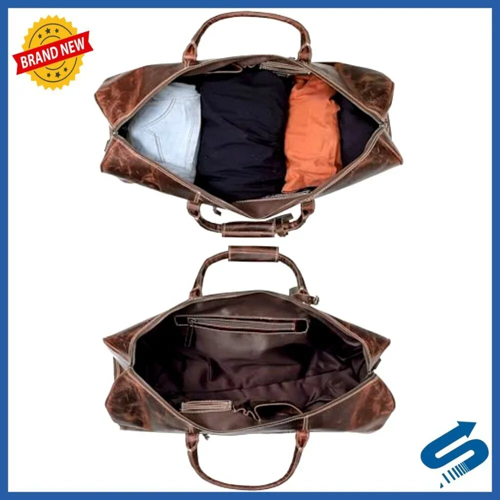 24 Inch Leather Duffle Bag Travel Carry On Weekender Gym Sports